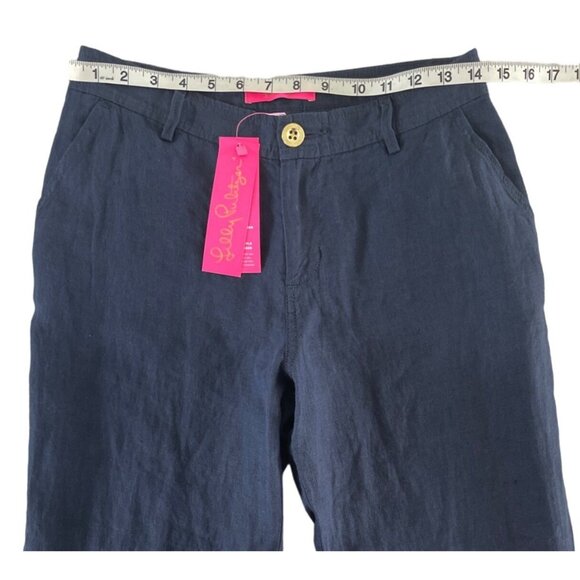 Lilly Pulitzer Breeta Linen Trouser Pants True Navy Blue Size 0 NWT $148 - Picture 9 of 16
